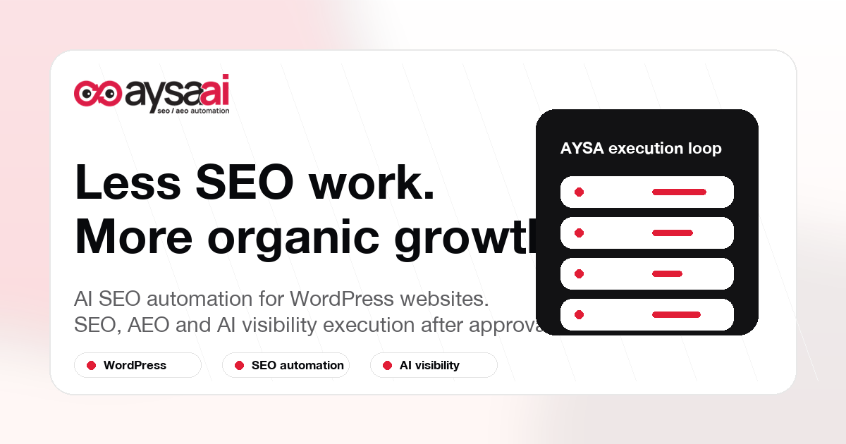 AYSA.ai, agent pentru monitorizare și execuție SEO aprobată